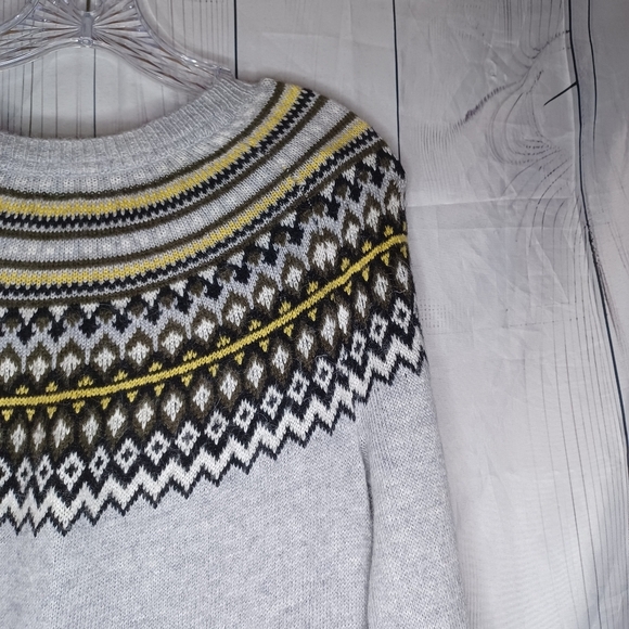 Cynthia Rowley Wool Blend Grey Fair Isle Sweater Dress - Women's M - Picture 14 of 14